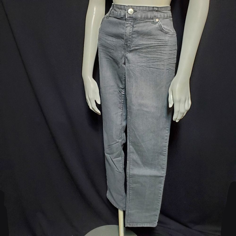 Express Women's Gray High-Rise Straight Jeans